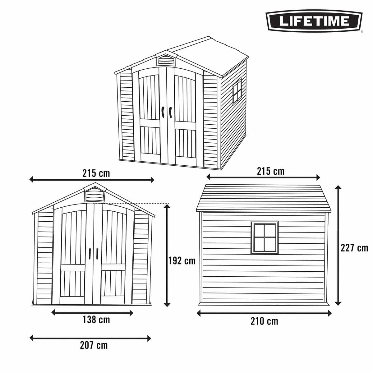 Caseta Lifetime 215 x 227 x 215 cm Gris