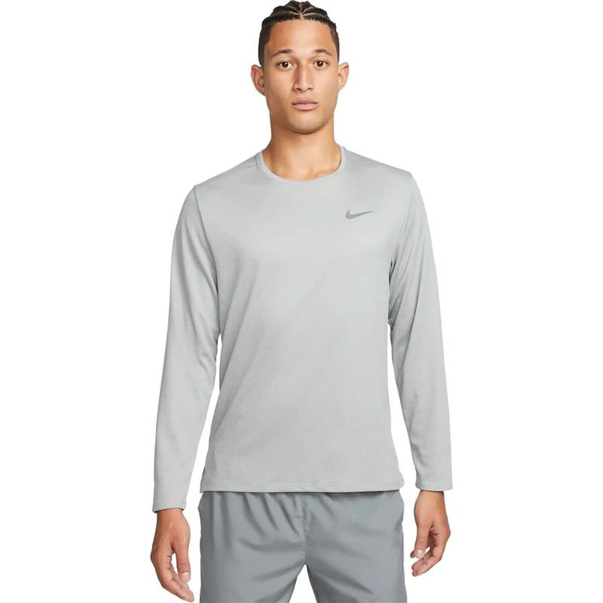 Camiseta de Manga Larga Hombre Nike Dri-Fit Uv Miler Long-Sl Gris