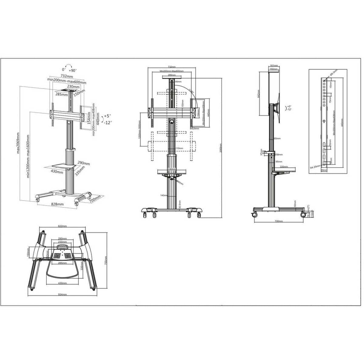 Soporte TV para Suelo Manhattan 461245 70" 50 kg