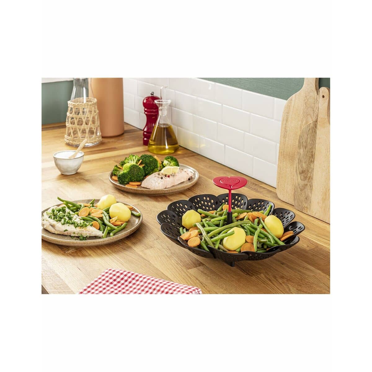 Cesta Vaporera Plegable para Verduras Tefal K2071614 Plástico