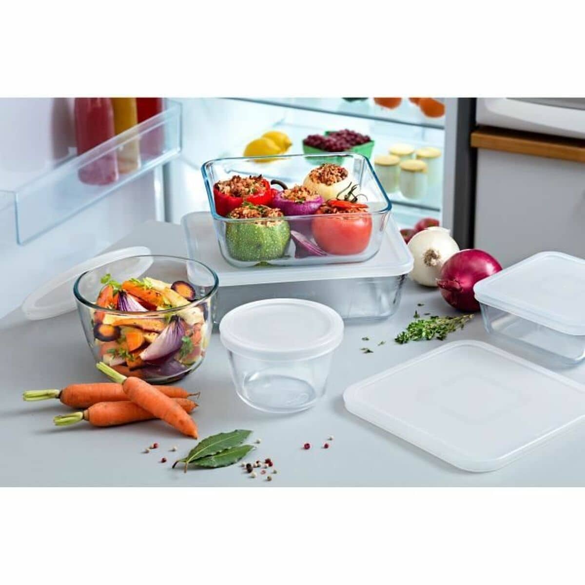 Set de Recipientes de Cocina Herméticos Apilables Pyrex Cook & Freeze Transparente 8 Piezas