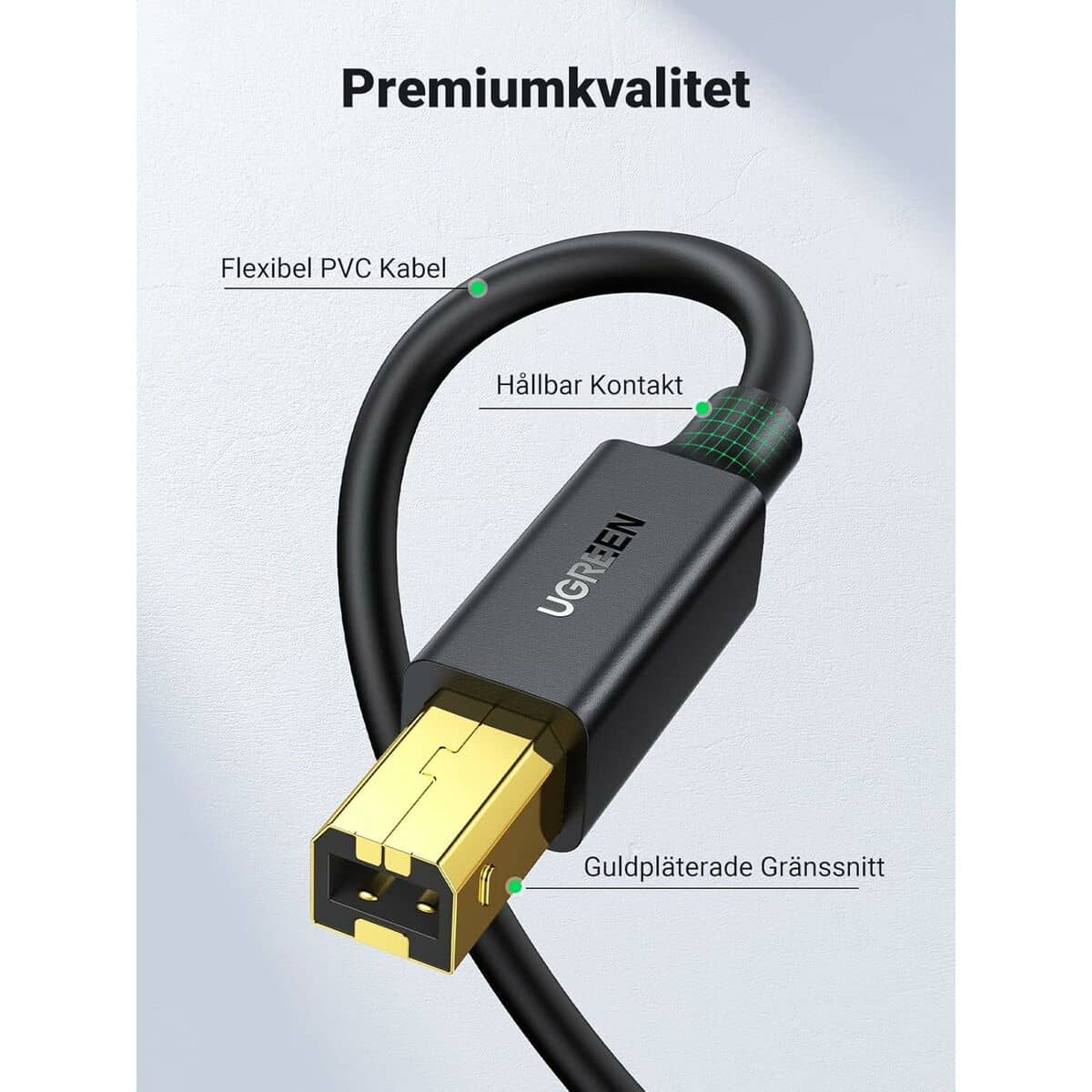 Cable USB 2.0 A a USB B Ugreen 10351 Negro 3 m