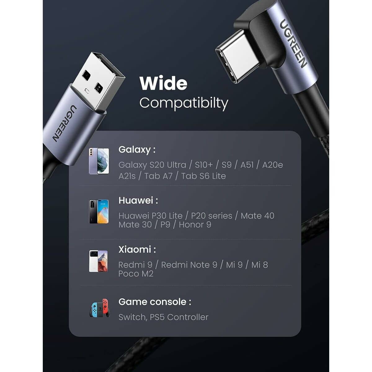 Cable USB A a USB-C Ugreen 50941 Negro 5 m