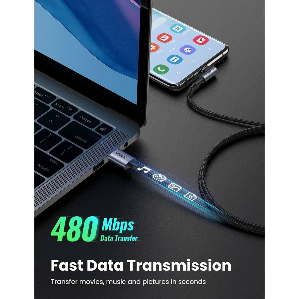 Cable USB A a USB-C Ugreen 50942 Negro 2 m