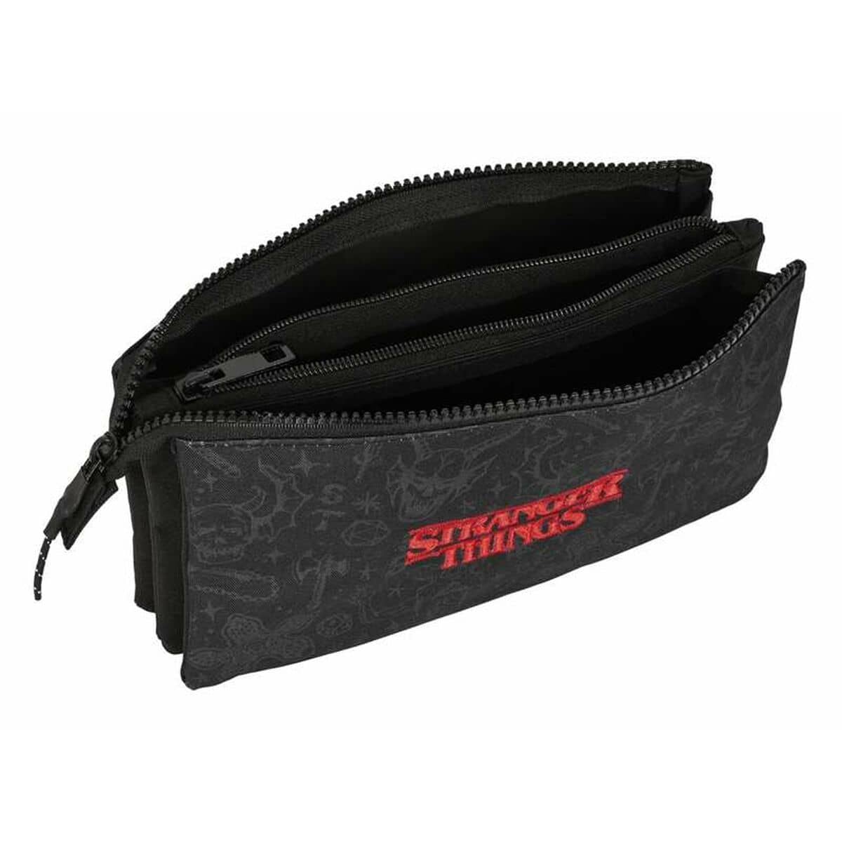 Portatodo Triple Stranger Things Negro 22 x 12 x 3 cm