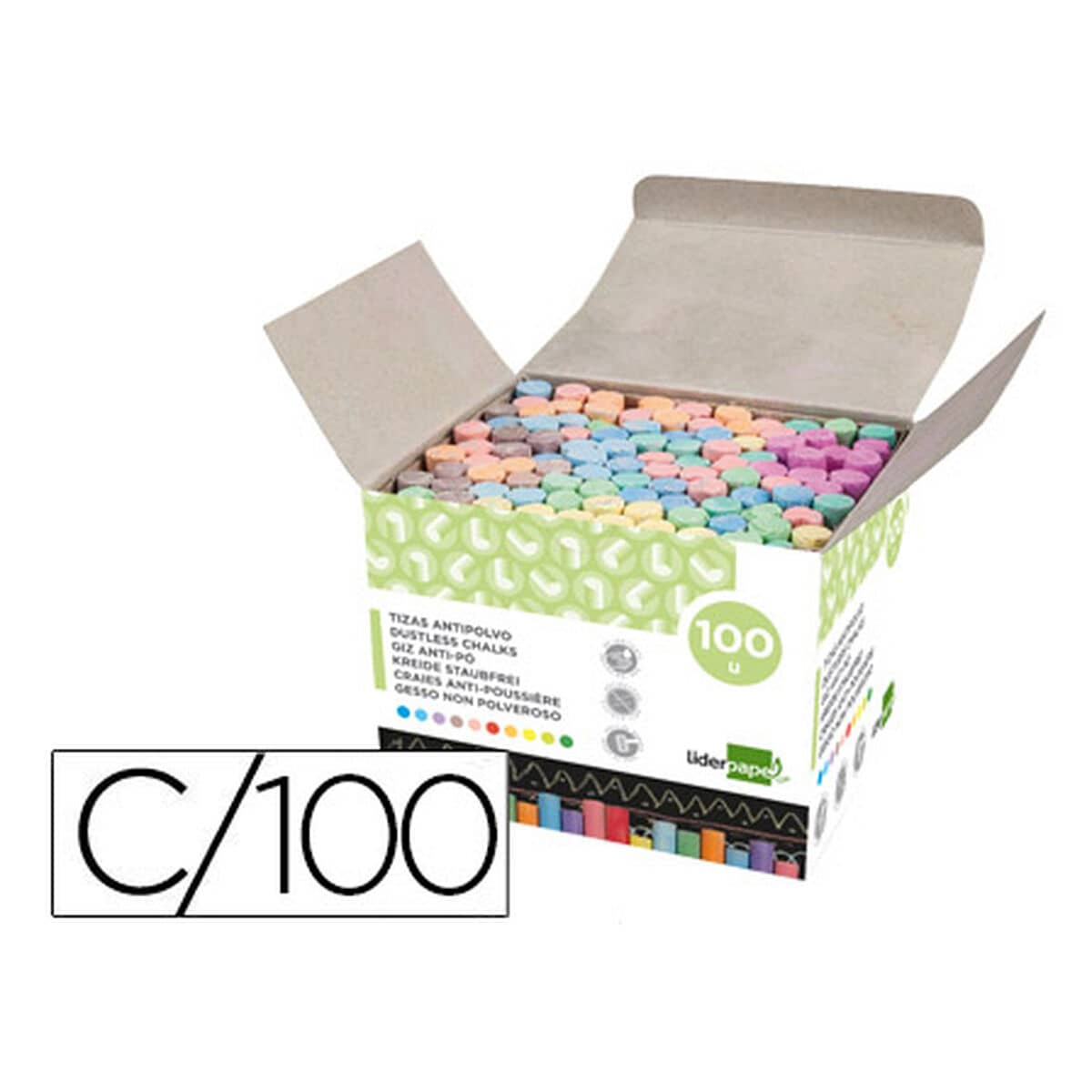 Tizas Liderpapel TZ08 Multicolor (100 Unidades)