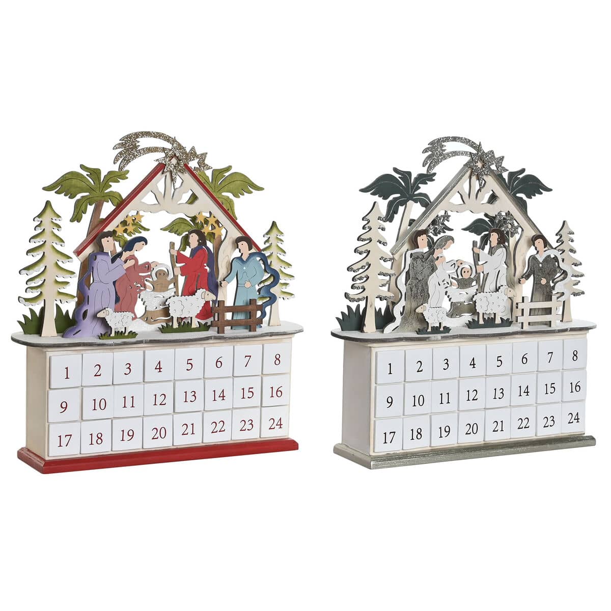 Calendario de Adviento DKD Home Decor Madera 34 x 8,5 x 36,5 cm (2 Unidades)
