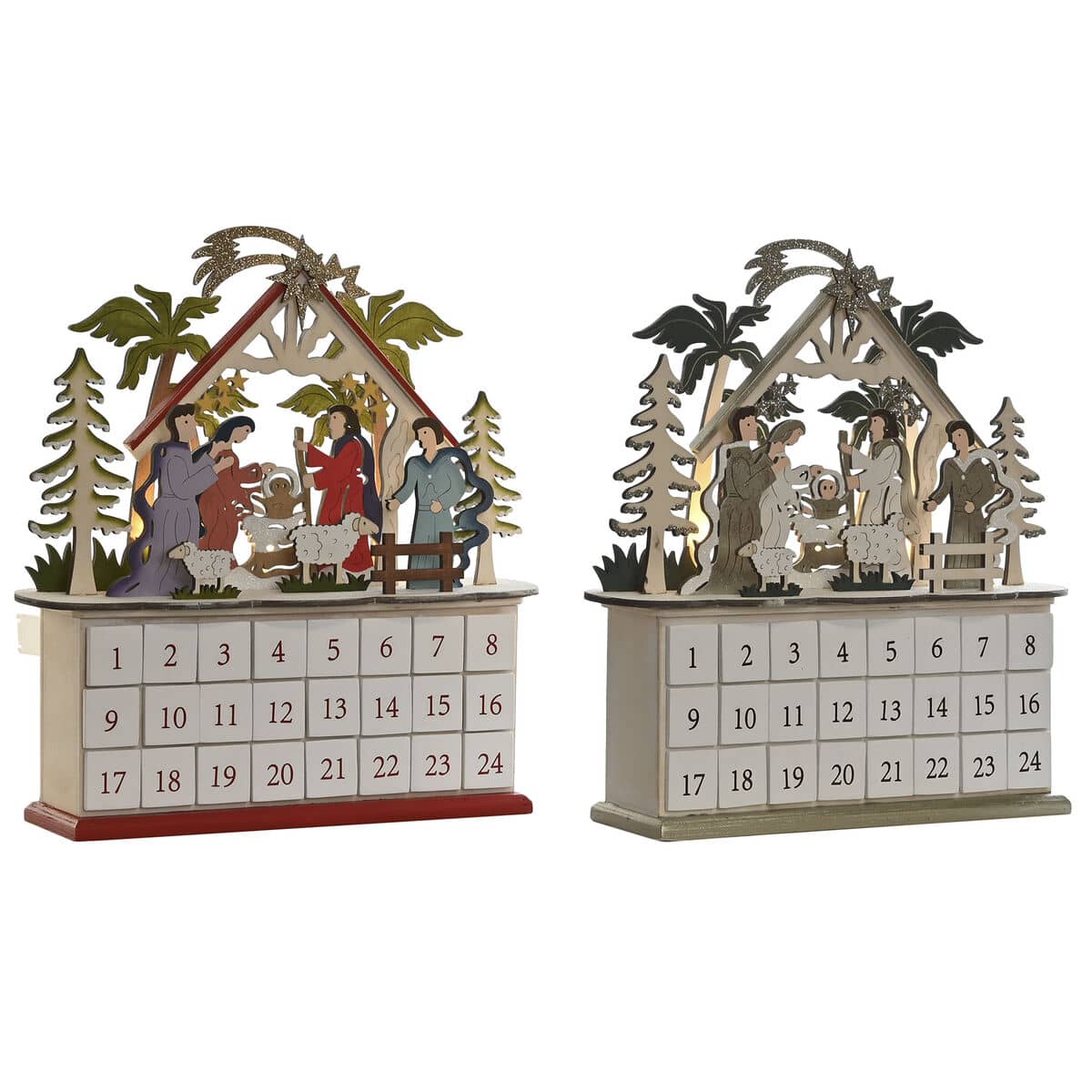 Calendario de Adviento DKD Home Decor Madera 34 x 8,5 x 36,5 cm (2 Unidades)