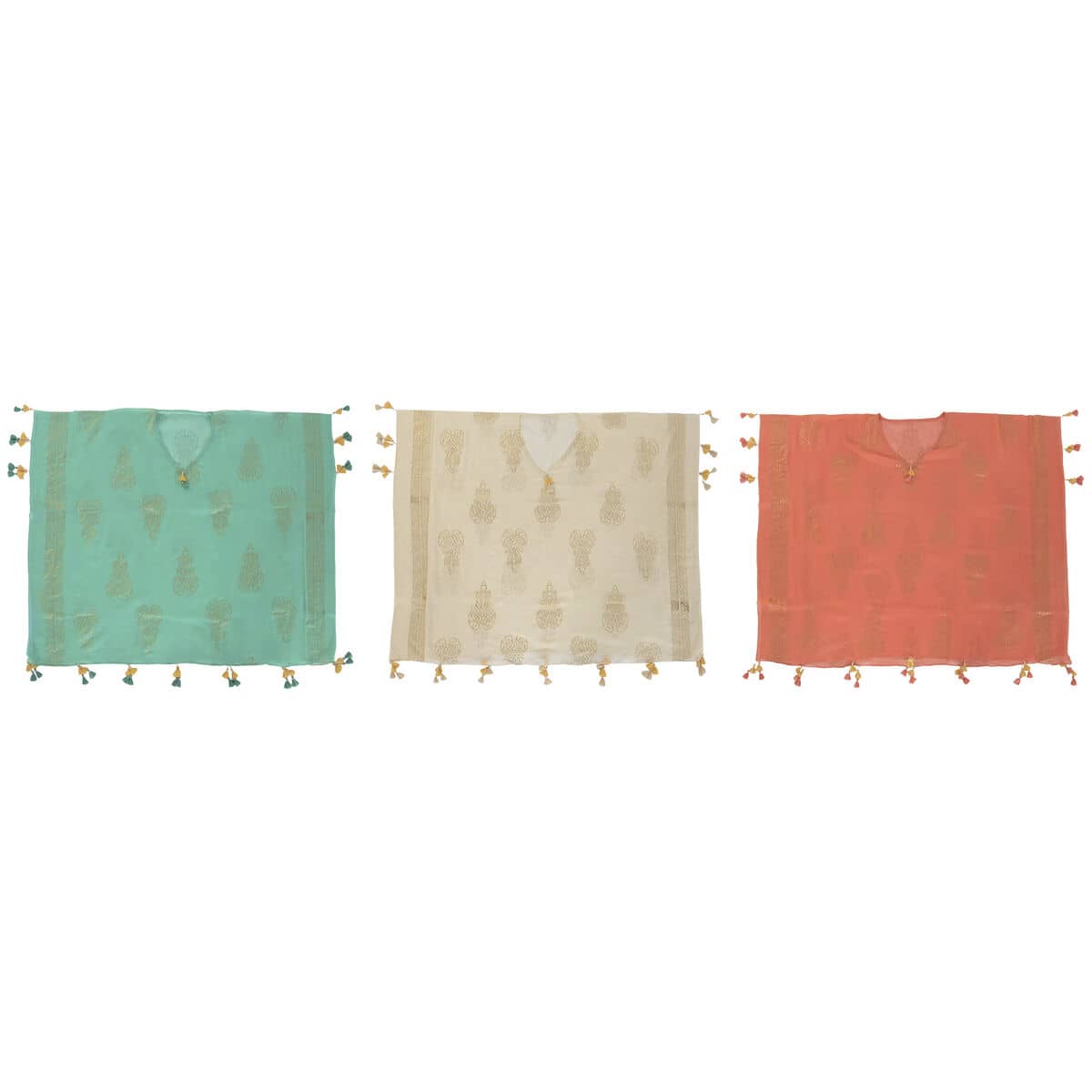 Pareo Home ESPRIT Verde Beige Dorado Coral (3 Unidades)