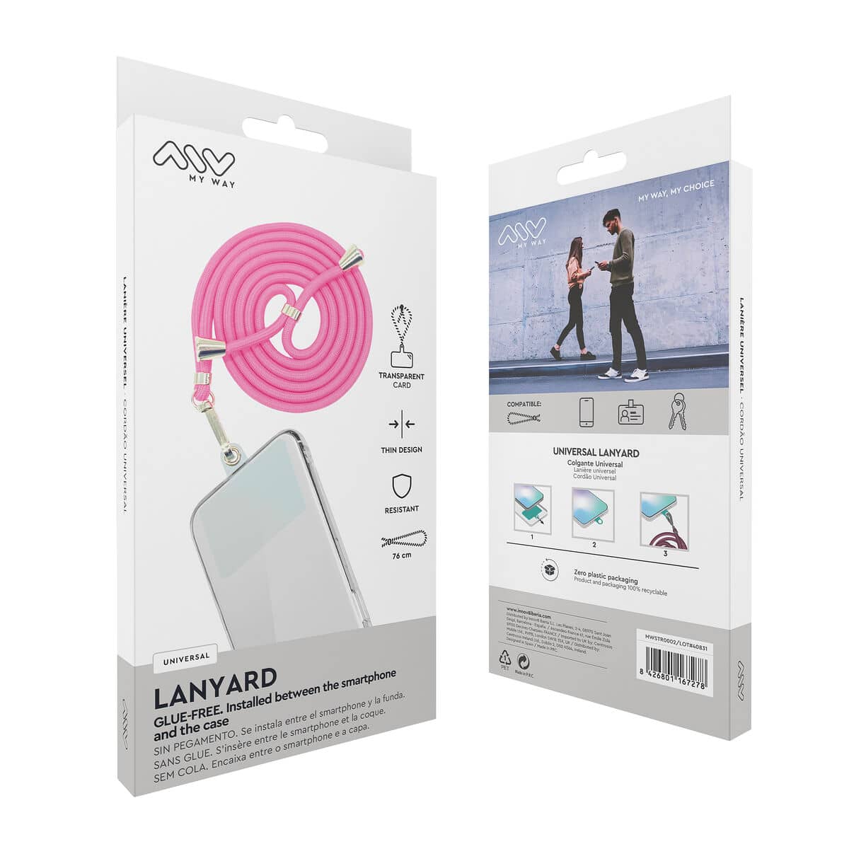 myway colgante universal para fundas cordón rosa