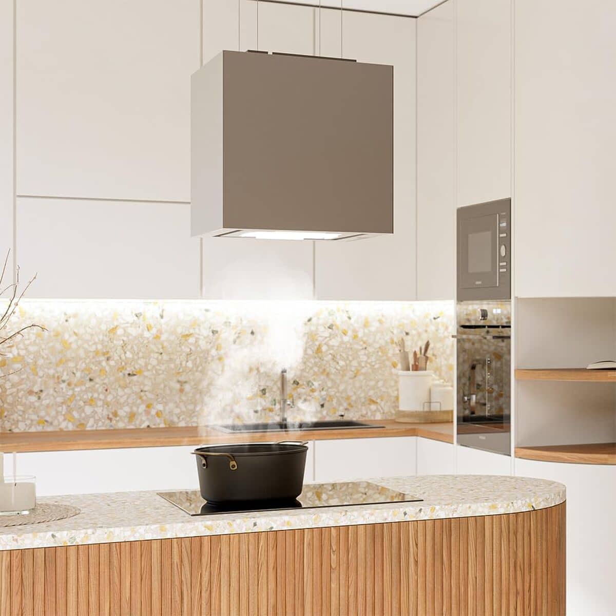 Cecotec Campana isla Bolero Flux CCT 448000 vidrio gris A++ 800m³/h táctil