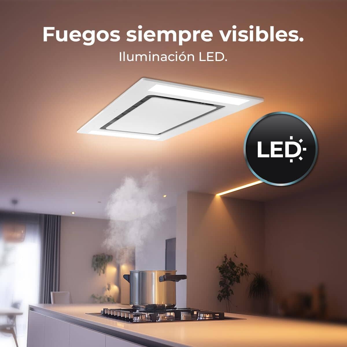 Cecotec Campana Convencional Integrable Bolero Flux TIR 908000 Blanco Cristal 90cm A++