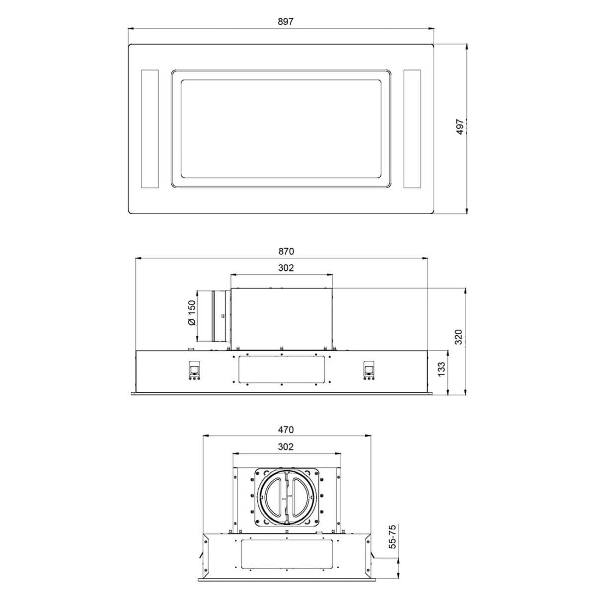 Cecotec Campana Convencional Integrable Bolero Flux TIR 908000 Blanco Cristal 90cm A++