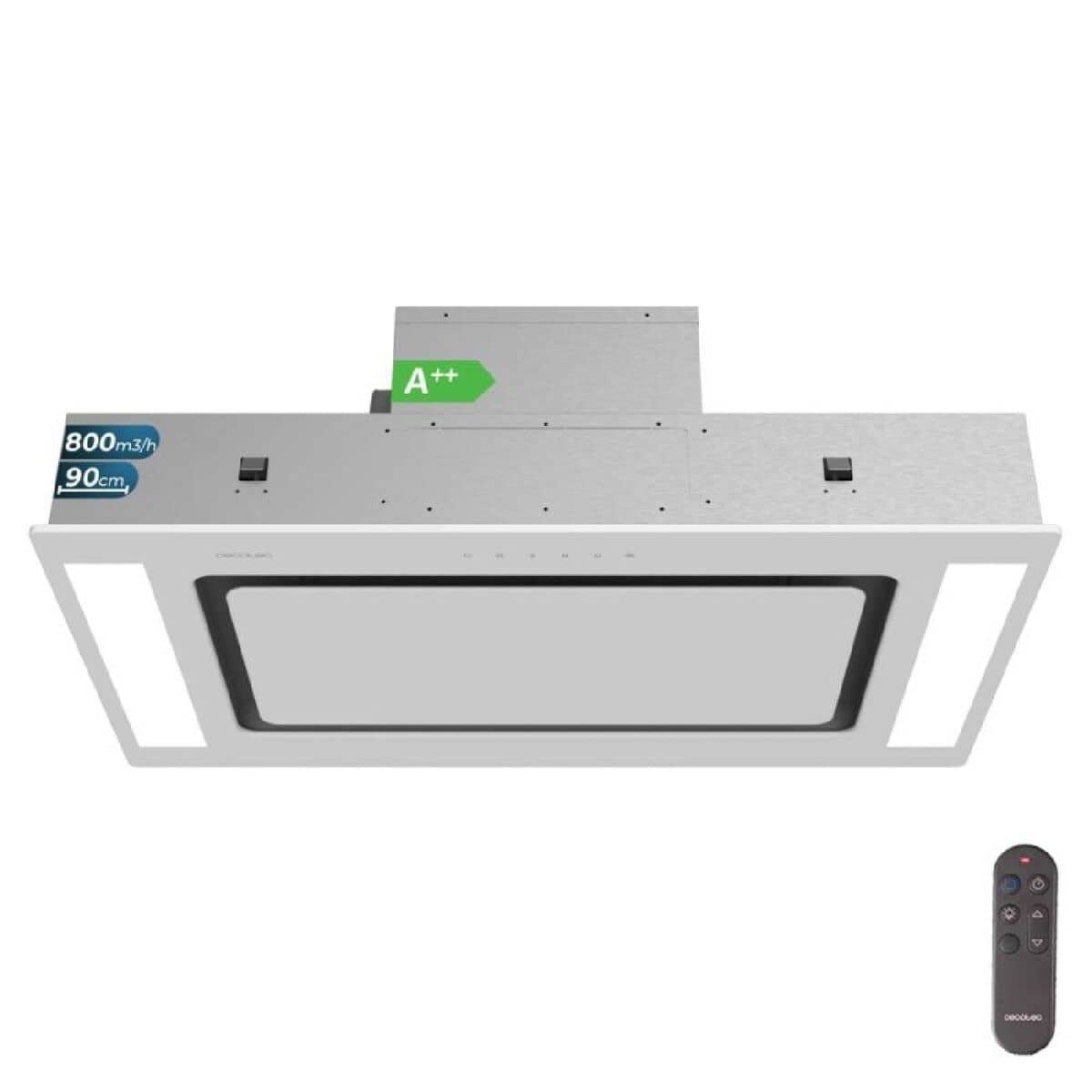 Cecotec Campana Convencional Integrable Bolero Flux TIR 908000 Blanco Cristal 90cm A++