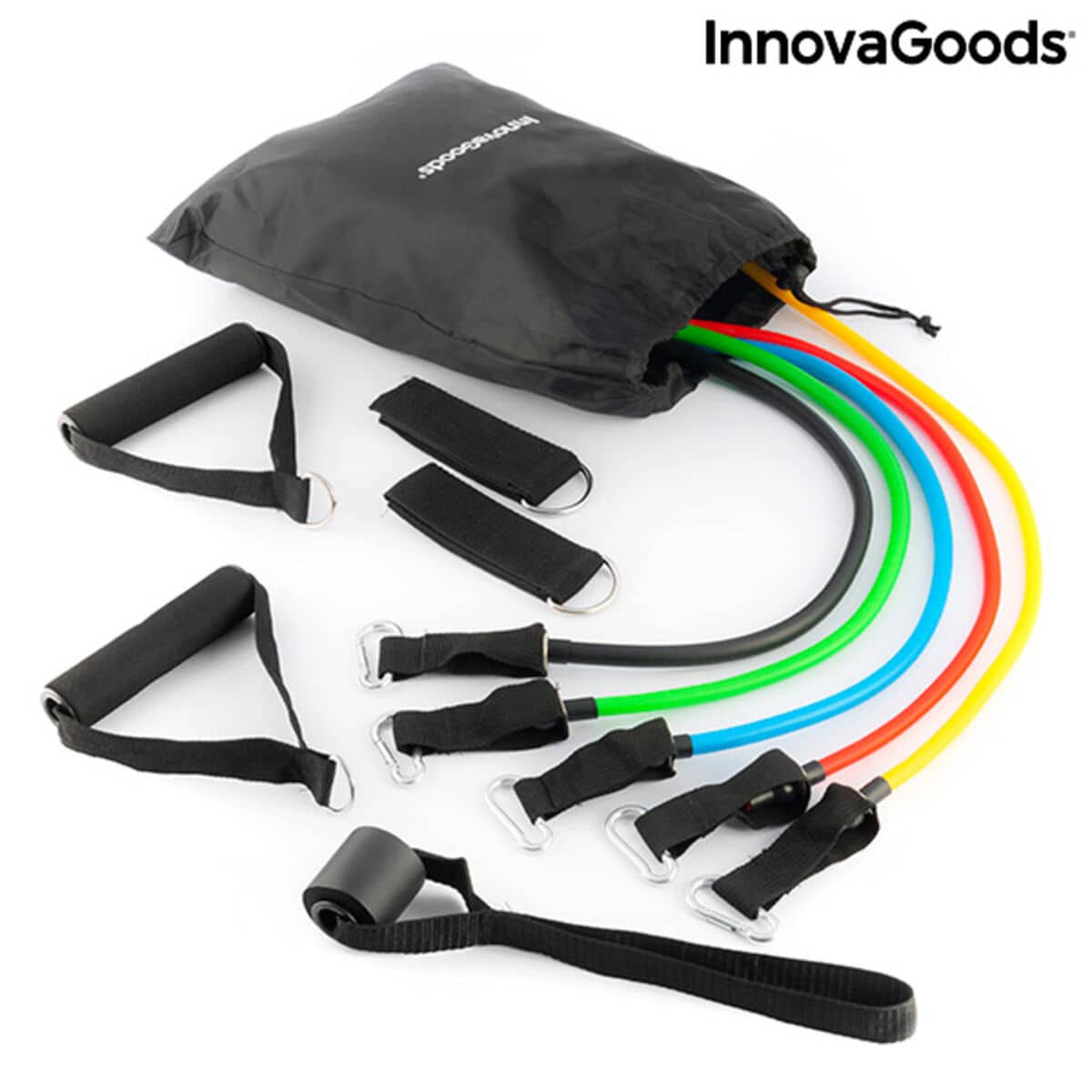 Set de Bandas de Resistencia con Accesorios y Guía de Ejercicios Rebainer InnovaGoods Látex (Reacondicionado A)