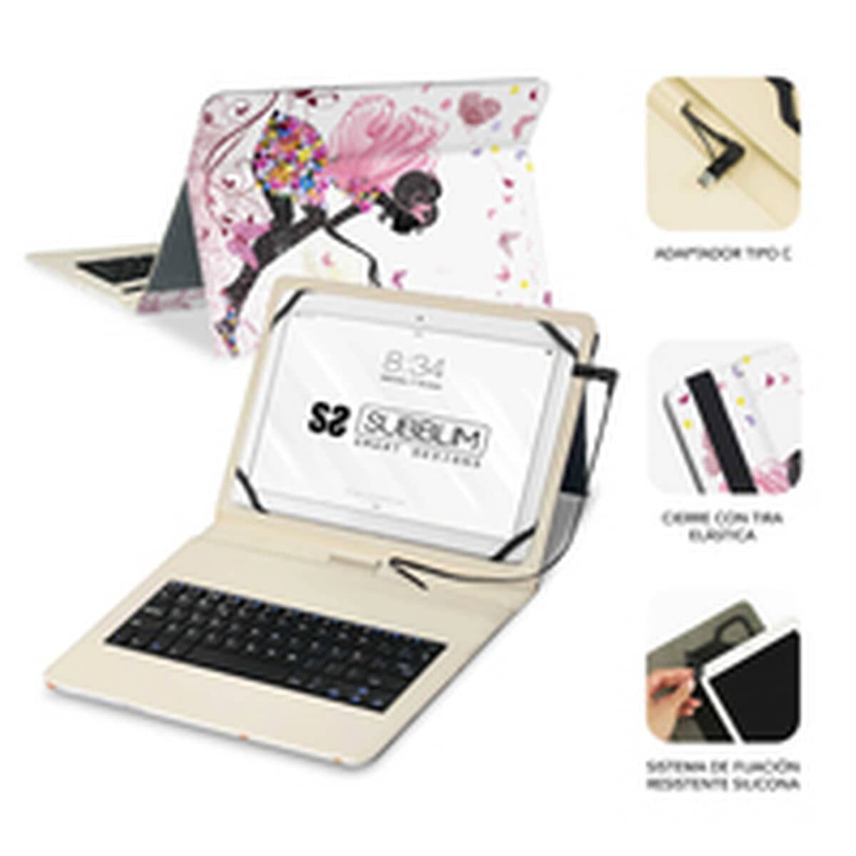 Funda para Tablet Subblim Keytab Multicolor Qwerty Español QWERTY