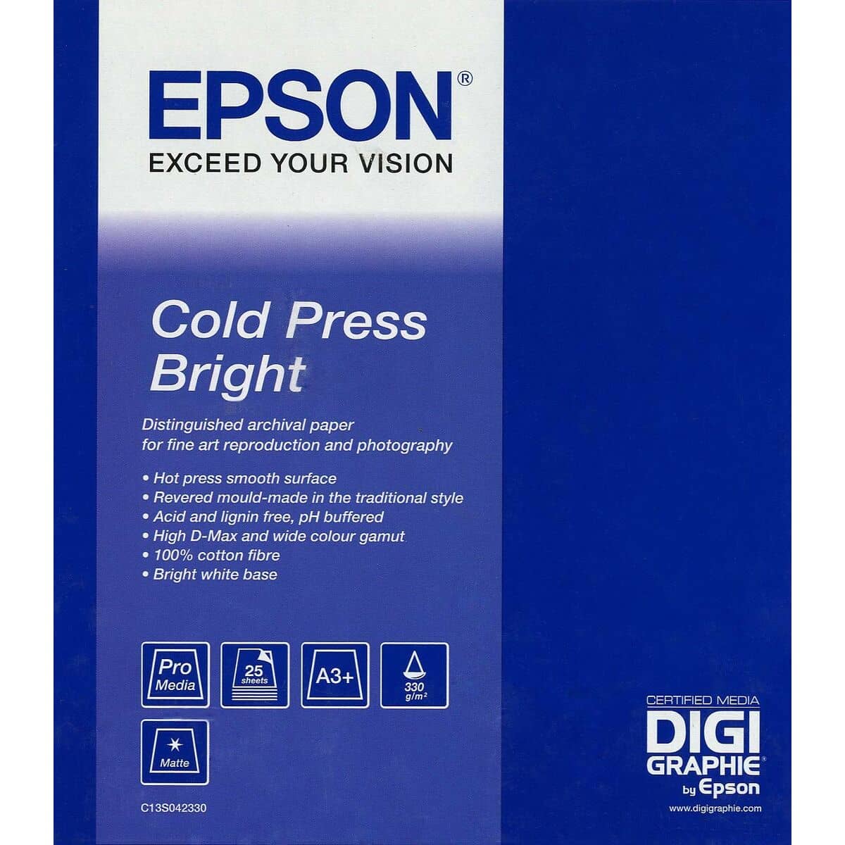 Papel de acuarela Epson GF Papel Artístico Cold Press Bright Blanco