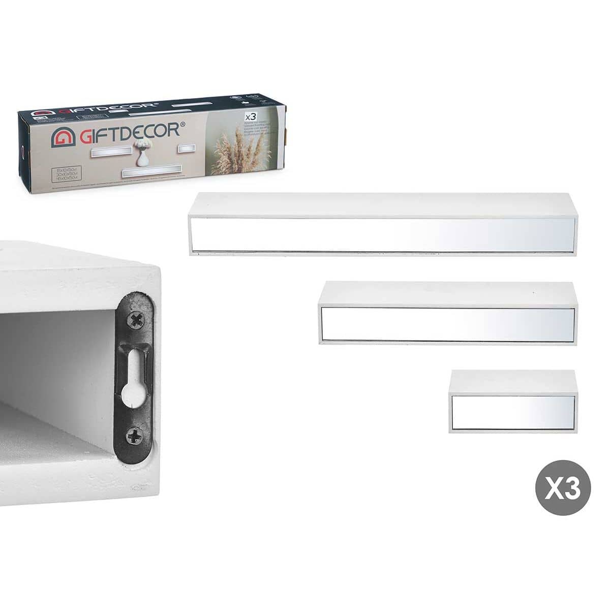 Estantes Gift Decor Madera Espejo Set 3 Piezas (Reacondicionado B)