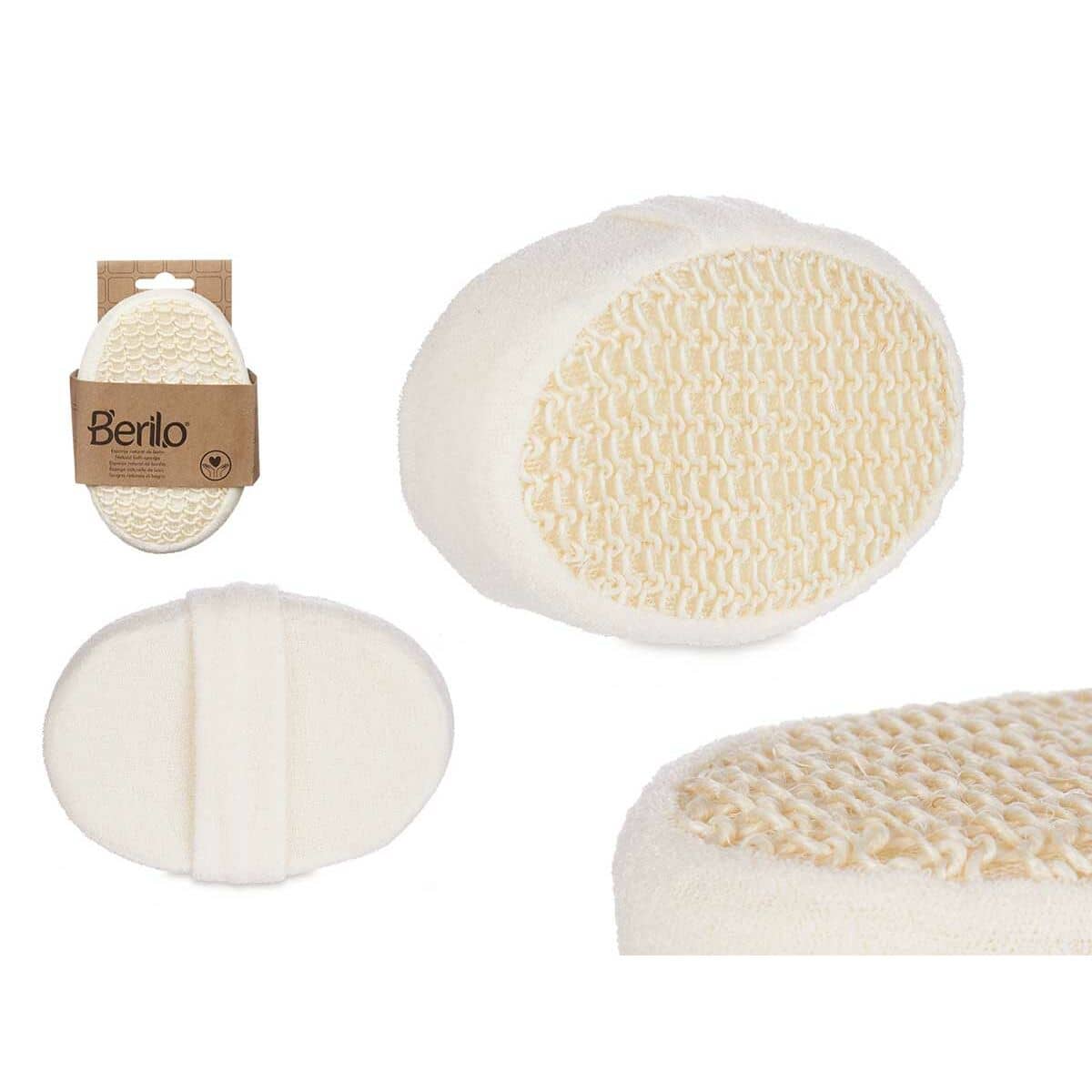 Esponja Corporal Berilo Blanco Beige 11 x 15 x 5 cm (12 Unidades)