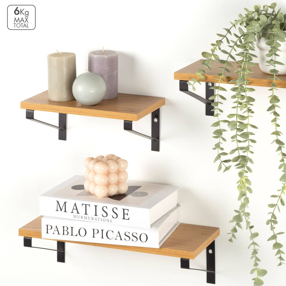 Estantes Max Home Hierro Madera MDF 42 X 12 X 16 CM (4 Unidades)