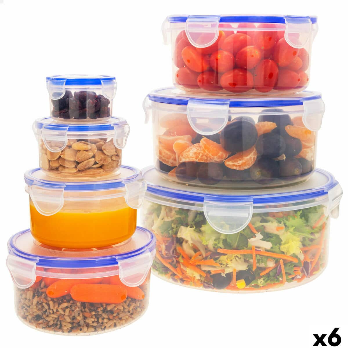 Set de Recipientes de Cocina Herméticos Apilables Max Home 23 x 11 x 23 cm 6 Unidades