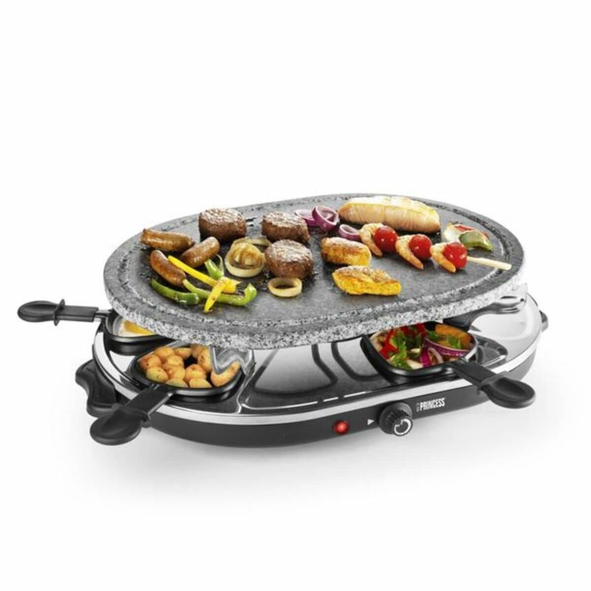 Raclette Princess 8 Oval Stone Grill Party Negro Gris 1