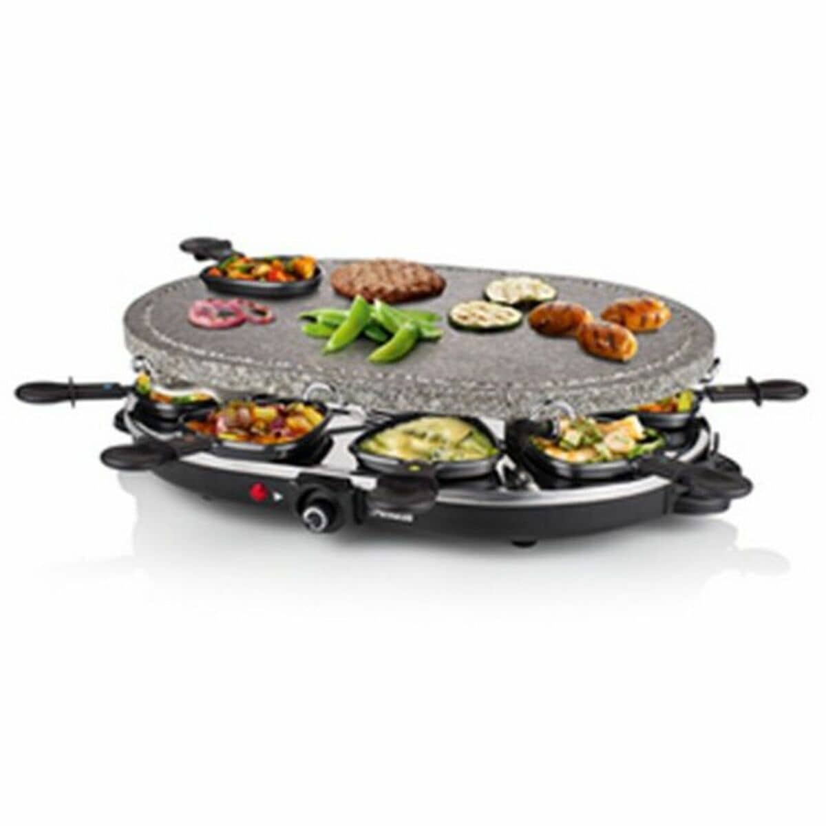 Raclette Princess 8 Oval Stone Grill Party Negro Gris 3