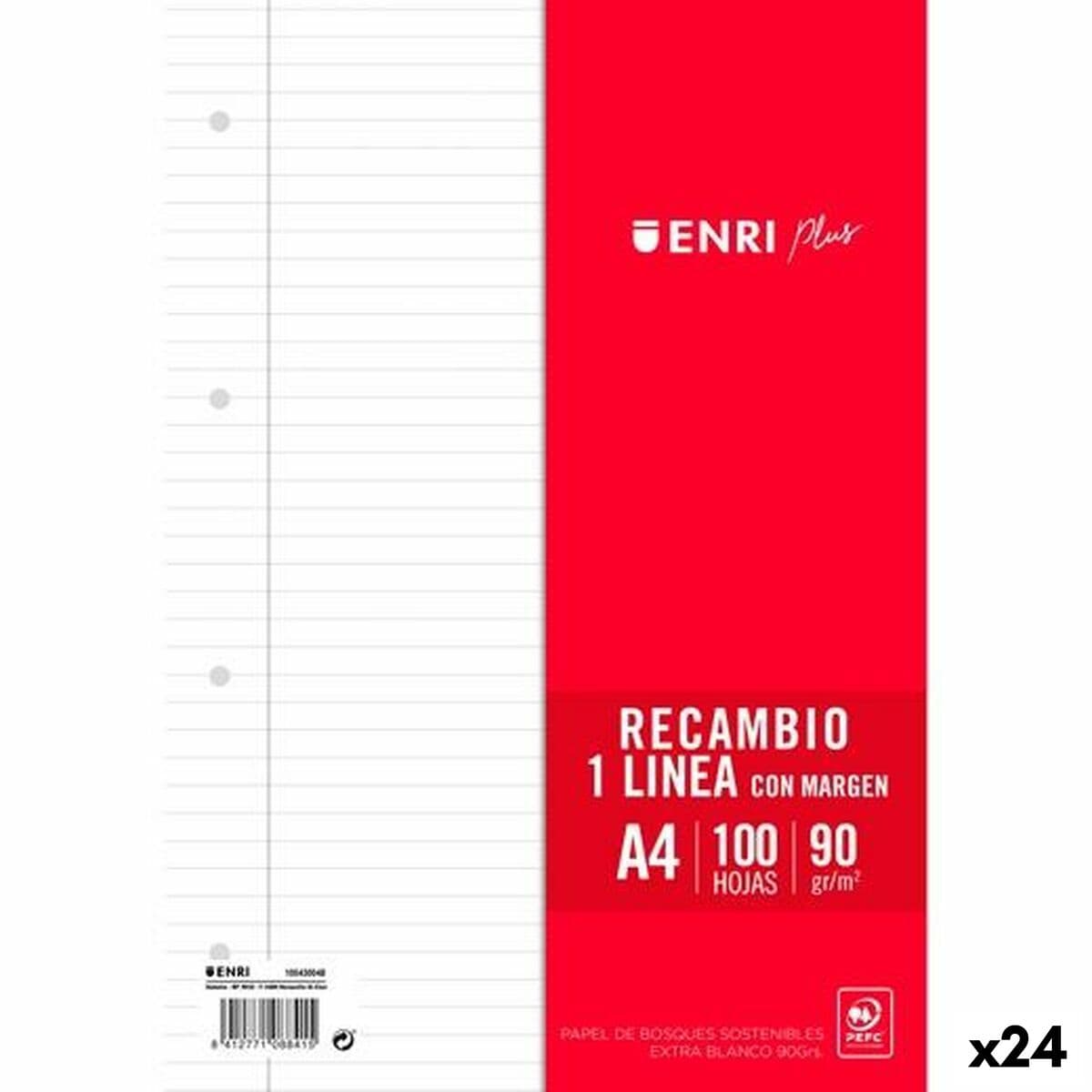 Hojas de repuesto ENRI Blanco A4 100 Hojas (24 Unidades)