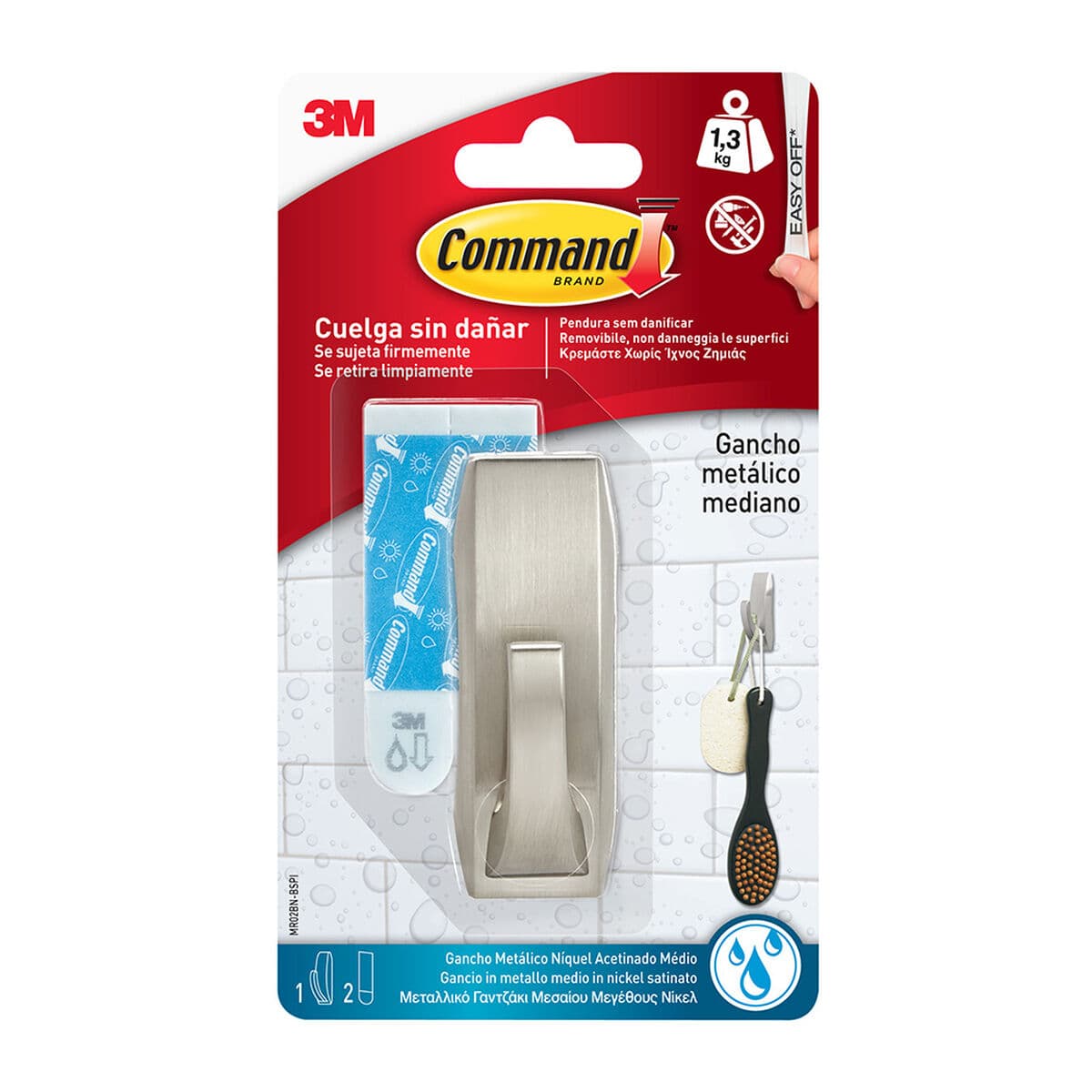 Gancho para colgar 3M 1,3 kg Gris metálico Metal (1 unidad)