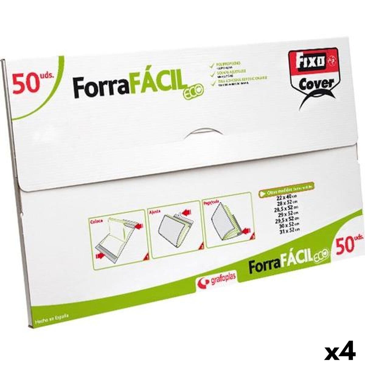 Forro Adhesivo para Libros Fixo FORRAFÁCIL ECO Transparente 29 x 52 cm (4 Unidades)