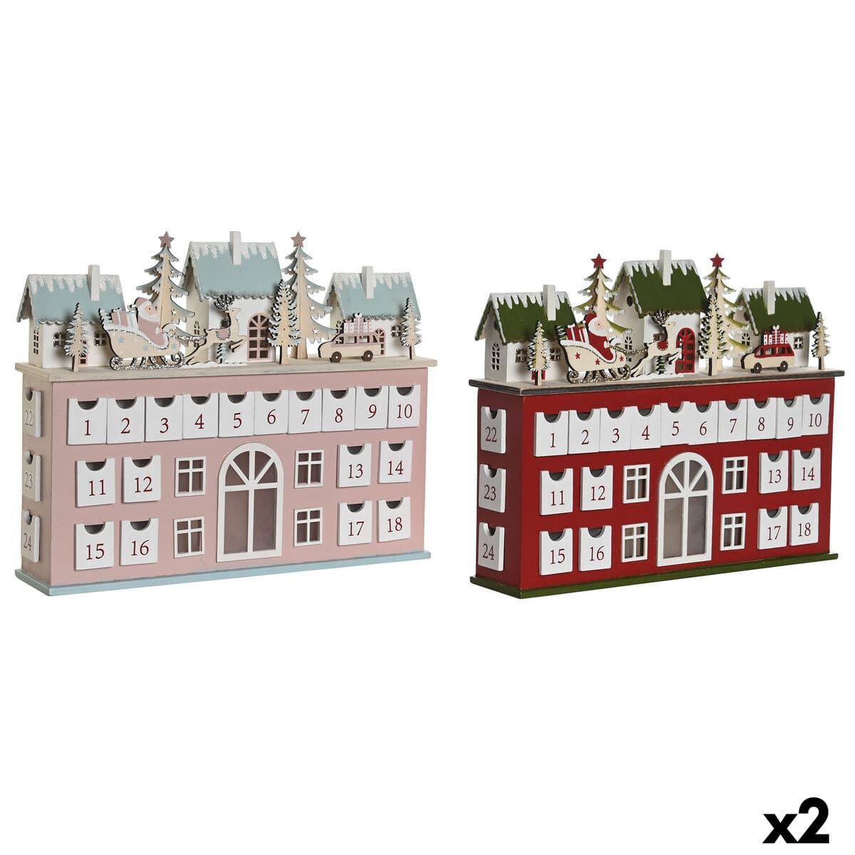 Calendario de Adviento DKD Home Decor Madera 37,5 x 8,5 x 31 cm (2 Unidades)