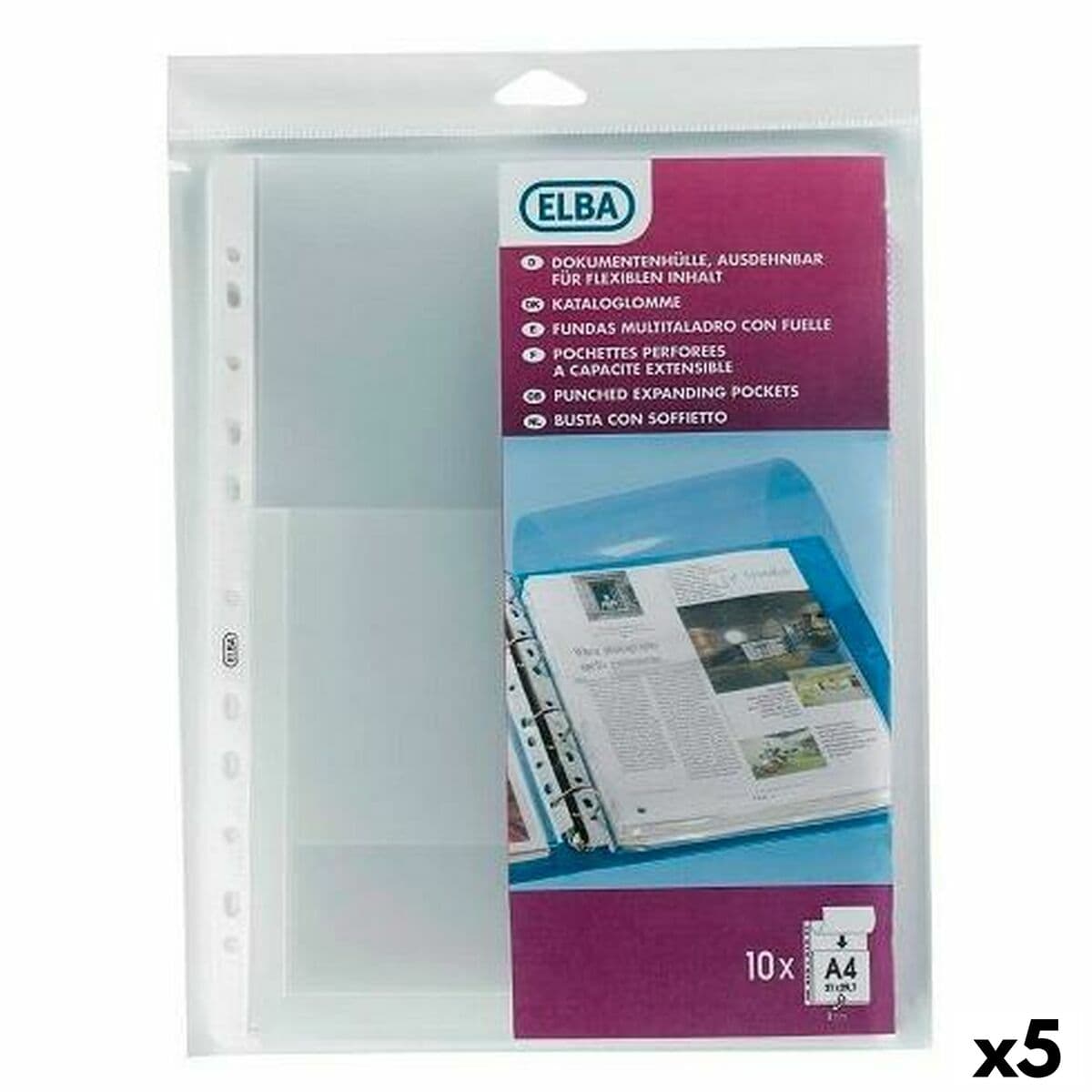 Fundas Elba Transparente A4 10 Piezas (5 Unidades)