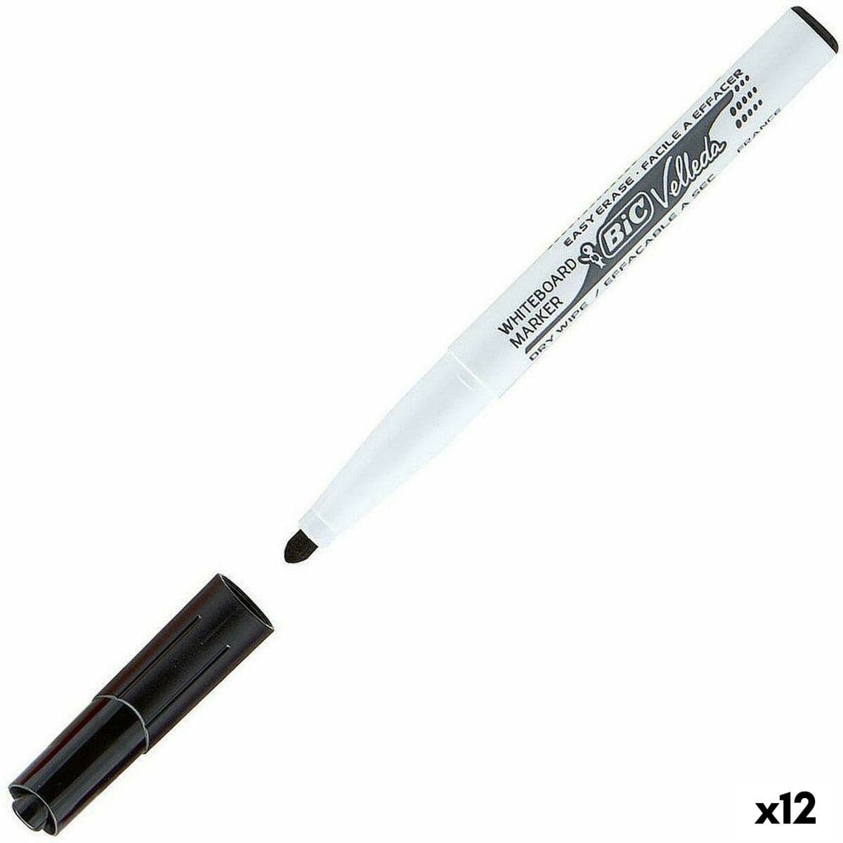 Rotulador para Pizarra Bic Velleda 1741 Negro Pizarra blanca (12 Unidades)