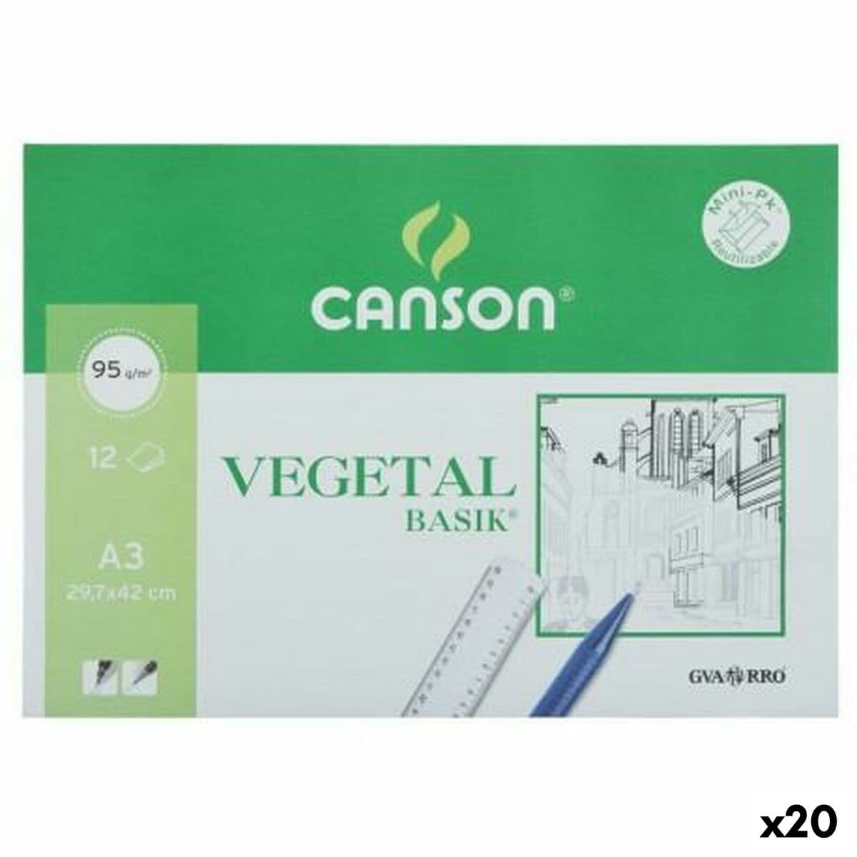 Papel de dibujo Canson A3 12 Hojas (20 Unidades)