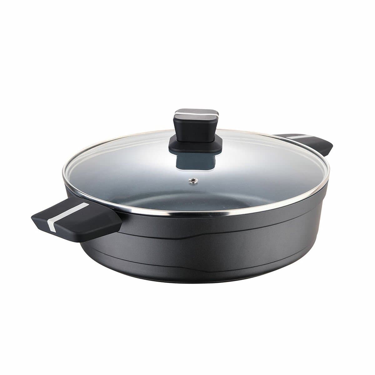 Olla con Tapa de Cristal San Ignacio Bistro SG6427 Negro mate Aluminio fundido Baja