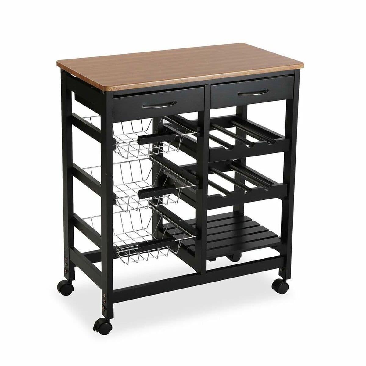Carrito Verdulero Versa BK Madera MDF (37 x 76 x 66 cm)
