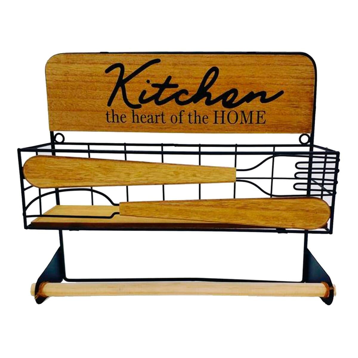 Portarrollos de Cocina Versa Metal Madera MDF 29 x 32 x 10 cm