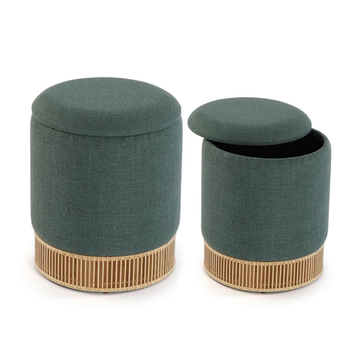 Puff Desmontable Versa Verde Bambú Madera MDF