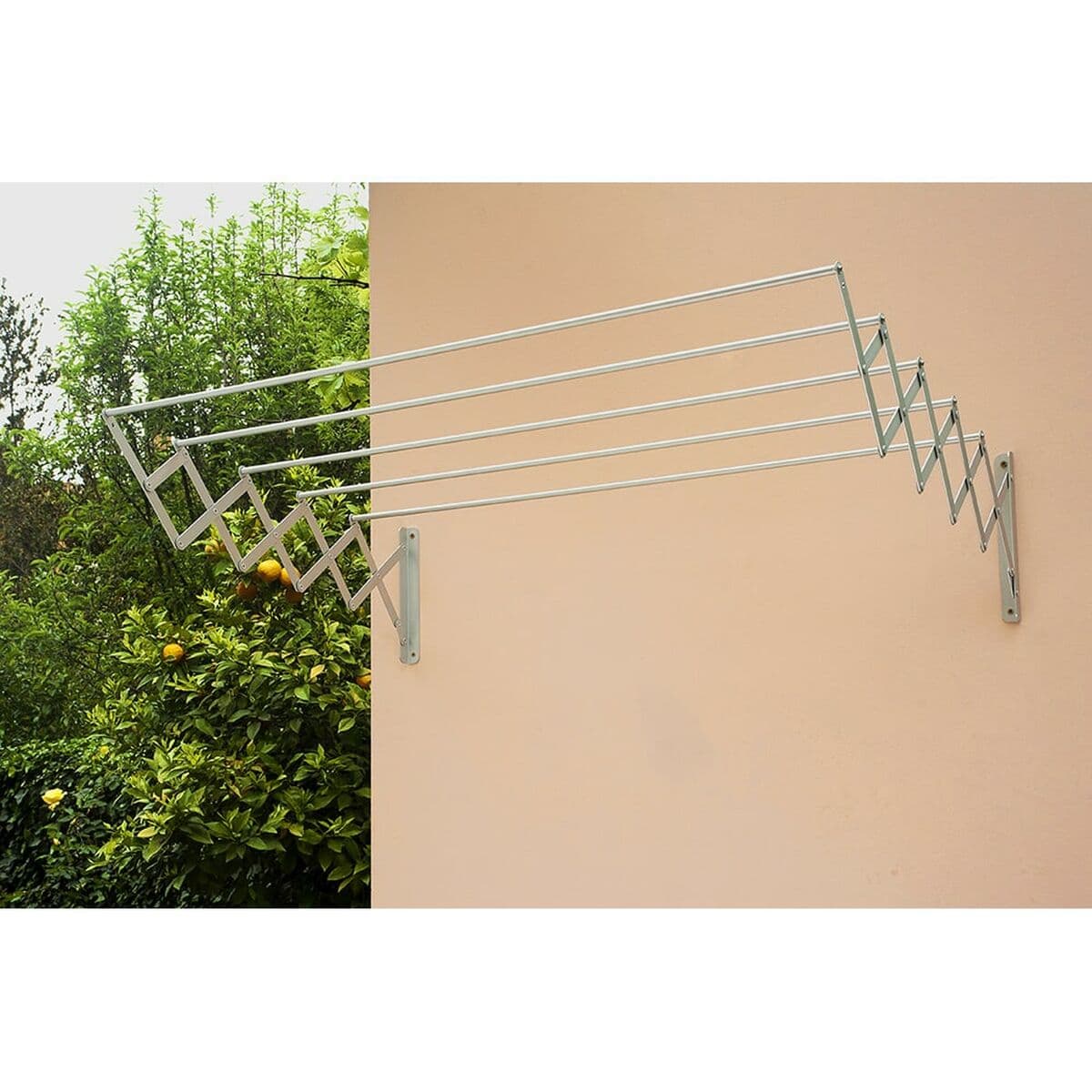 Tendedero Retráctil De pared Acero Blanco Epoxi (80 x 70 x 23 cm)