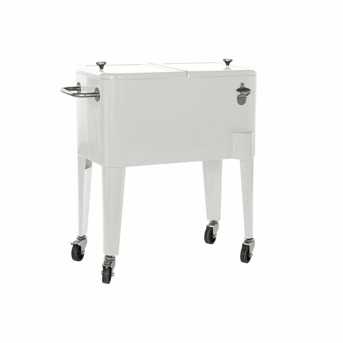 Nevera Portátil DKD Home Decor Blanco Con ruedas Acero PP (56 L) (74 x 43 x 80 cm)