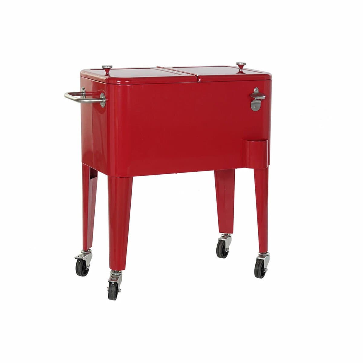 Nevera DKD Home Decor Rojo Con ruedas 74 x 43 x 80 cm Acero Polipropileno 56 L (74 x 43 x 80 cm)