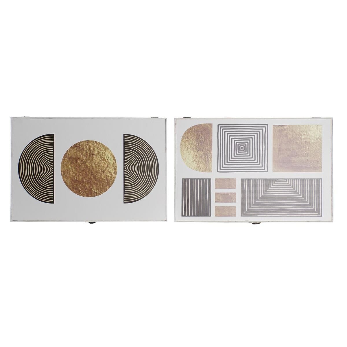 Caja Decorativa DKD Home Decor Negro Dorado Madera MDF (2 Unidades)