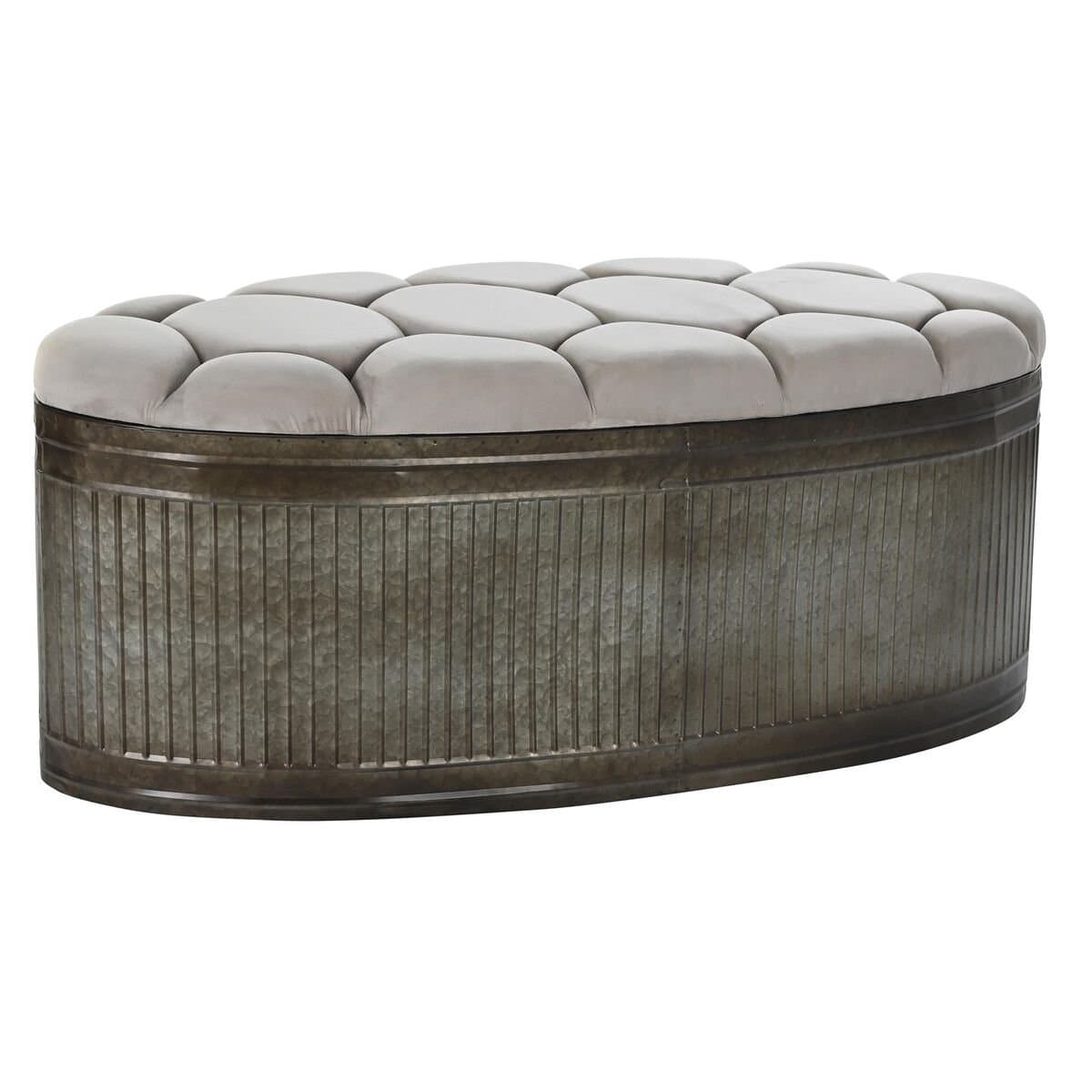 Banqueta DKD Home Decor Beige Metal Poliéster Marrón oscuro (121 x 44 x 47,5 cm)