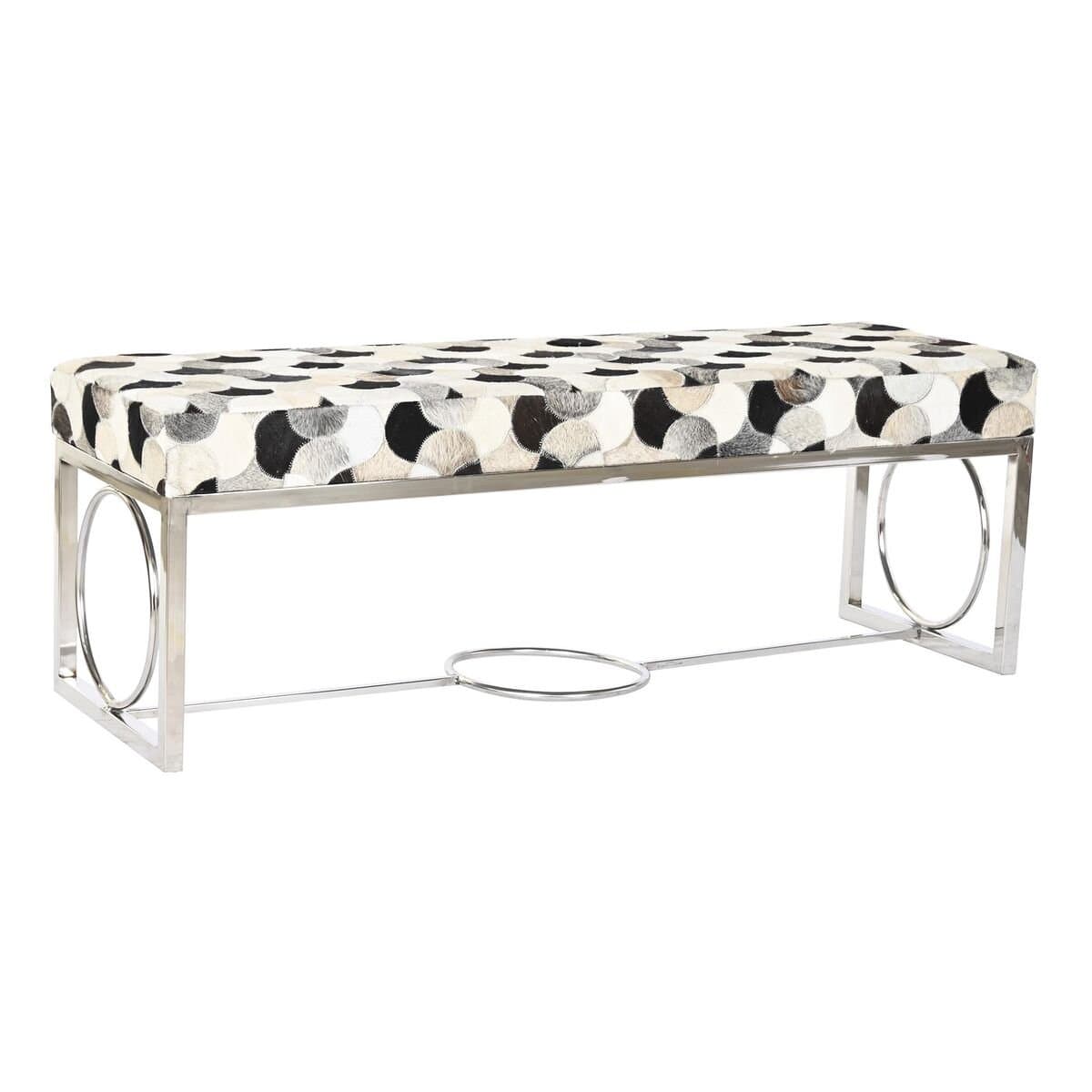 Banqueta DKD Home Decor Blanco Marrón Negro Plateado Acero 122 x 41 x 44 cm