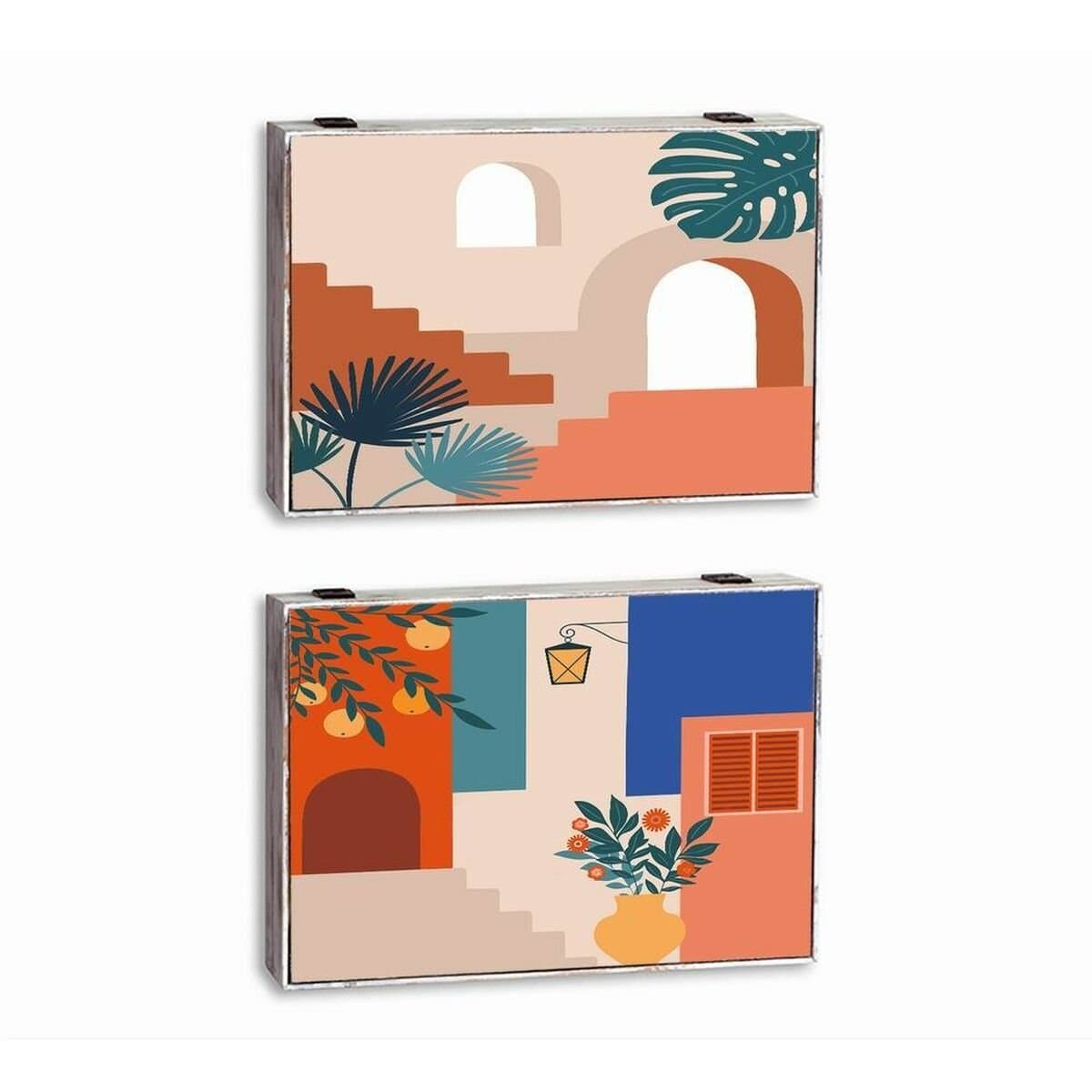 Caja Decorativa DKD Home Decor Multicolor Madera MDF Moderno Contador (2 Unidades)