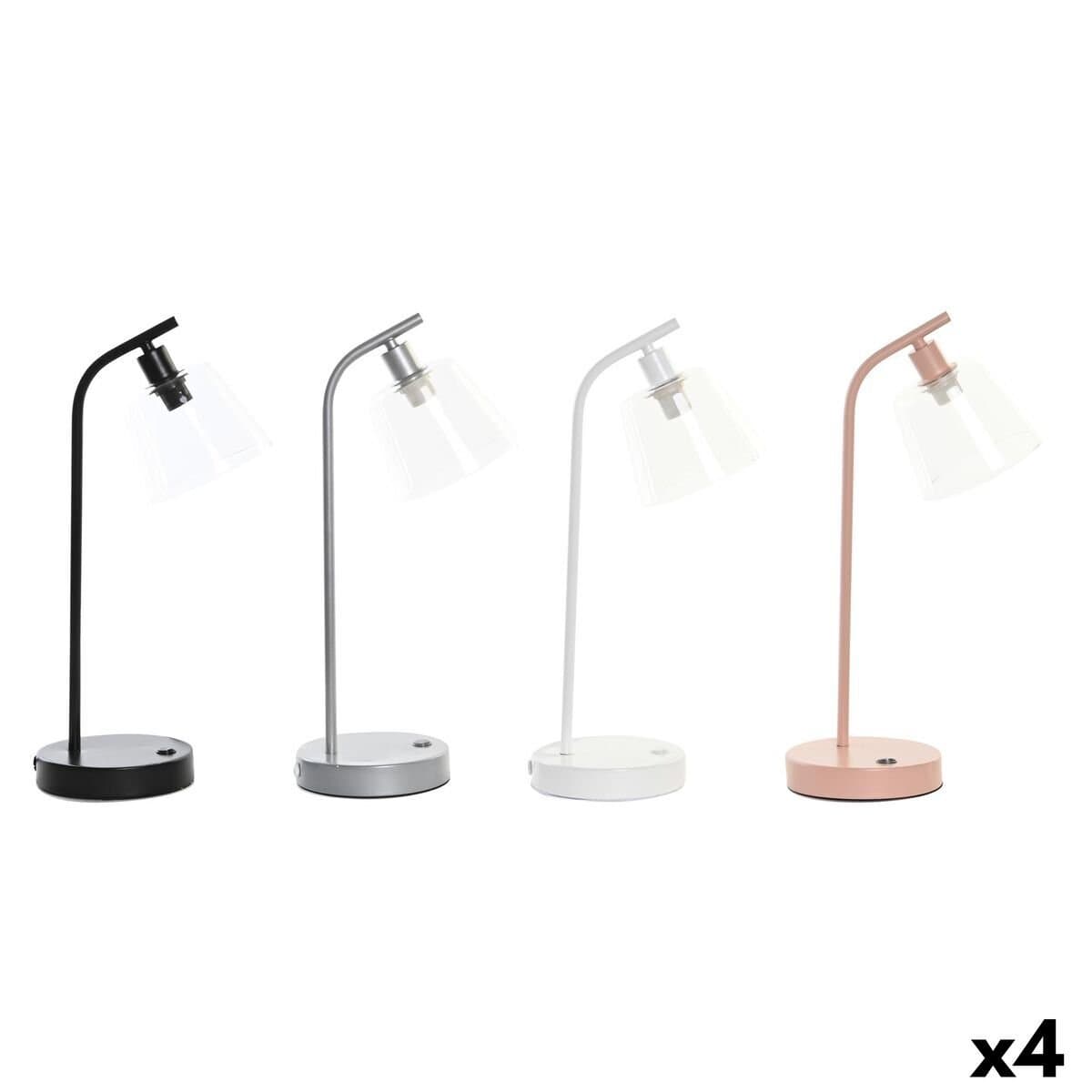 Lámpara de mesa DKD Home Decor 22 x 15 x 46 cm Cristal Plateado Negro Gris Rosa Metal Blanco 220 V 40 W 25 W 4 Piezas