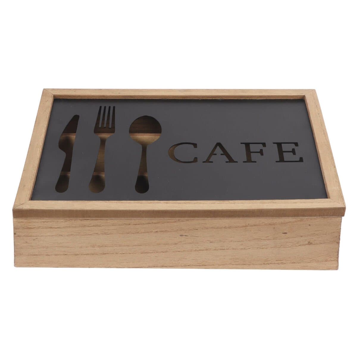 Organizador para Cubiertos DKD Home Decor Marrón Negro Metal Madera MDF Vintage 25 x 18 x 6 cm