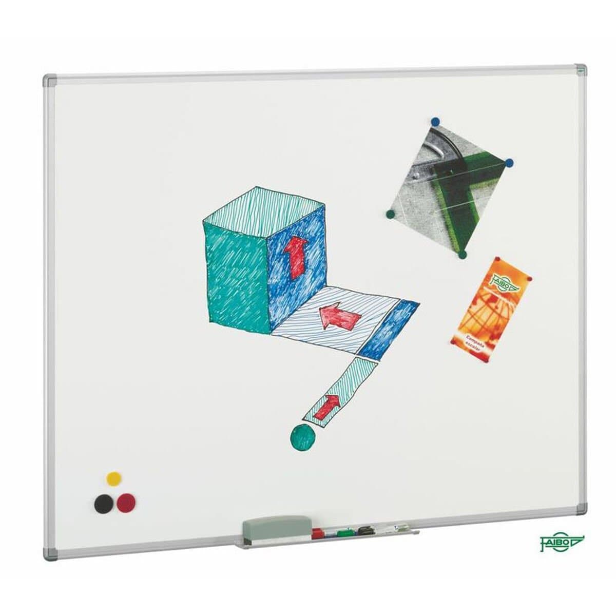 Pizarra magnética Faibo 122 x 100 cm Aluminio Acero Blanco Plateado