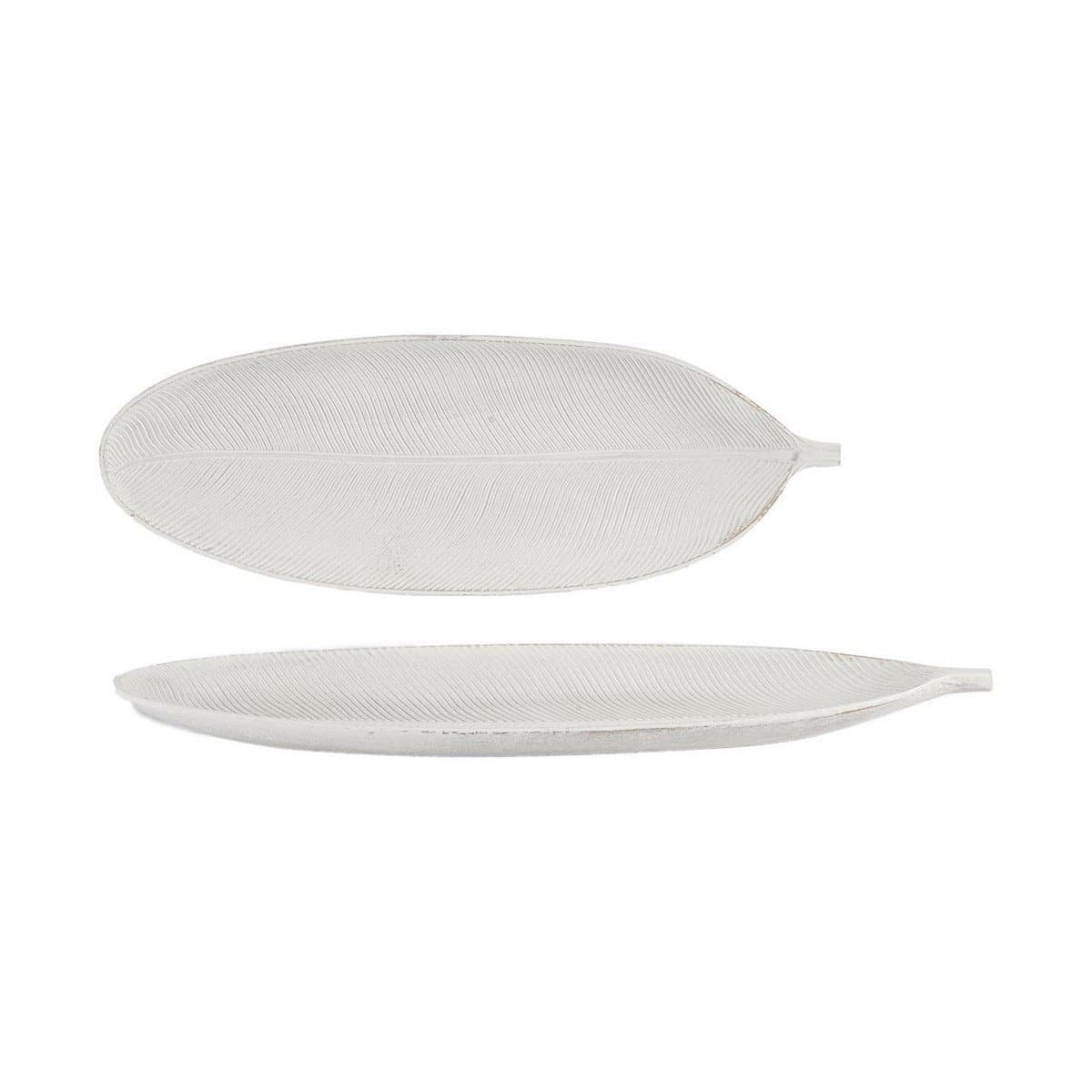 Centro de Mesa Gift Decor Blanco Madera MDF 49 x 2,7 x 17,3 cm Decoración Hoja de planta