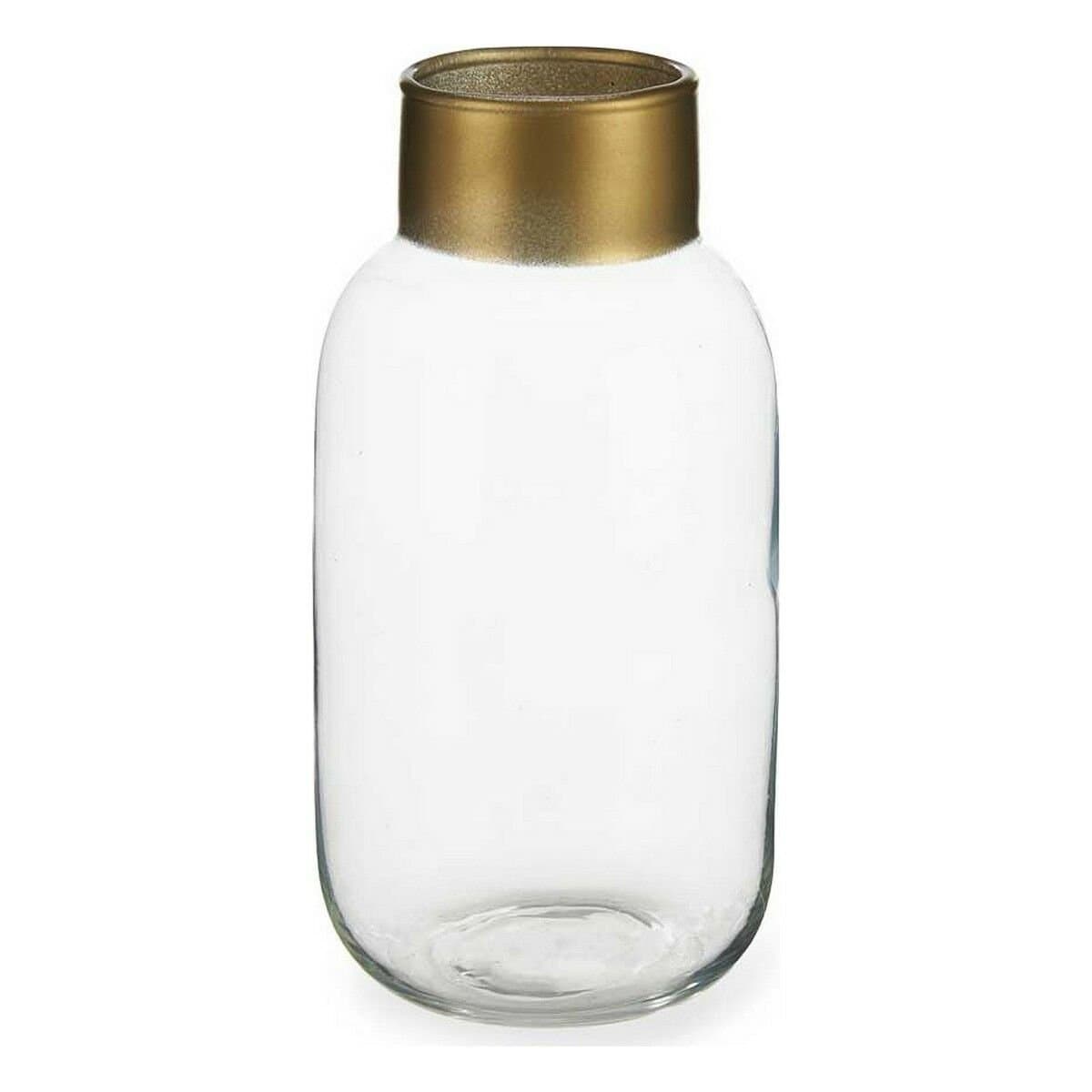 Jarrón Gift Decor Transparente Dorado Vidrio Liso 11,5 x 24 x 11,5 cm